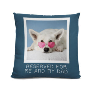 Blue Personalised Pet Photo Cushion - Reserved for me and my dad theme
