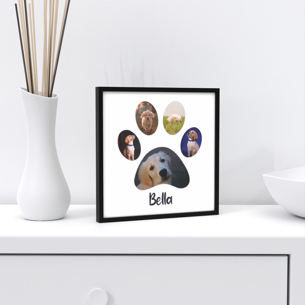 Personalised Framed Photo - 5 Photos in Paw Print with Name 4 Personalised Framed Photo - 5 Photos in Paw Print with Name