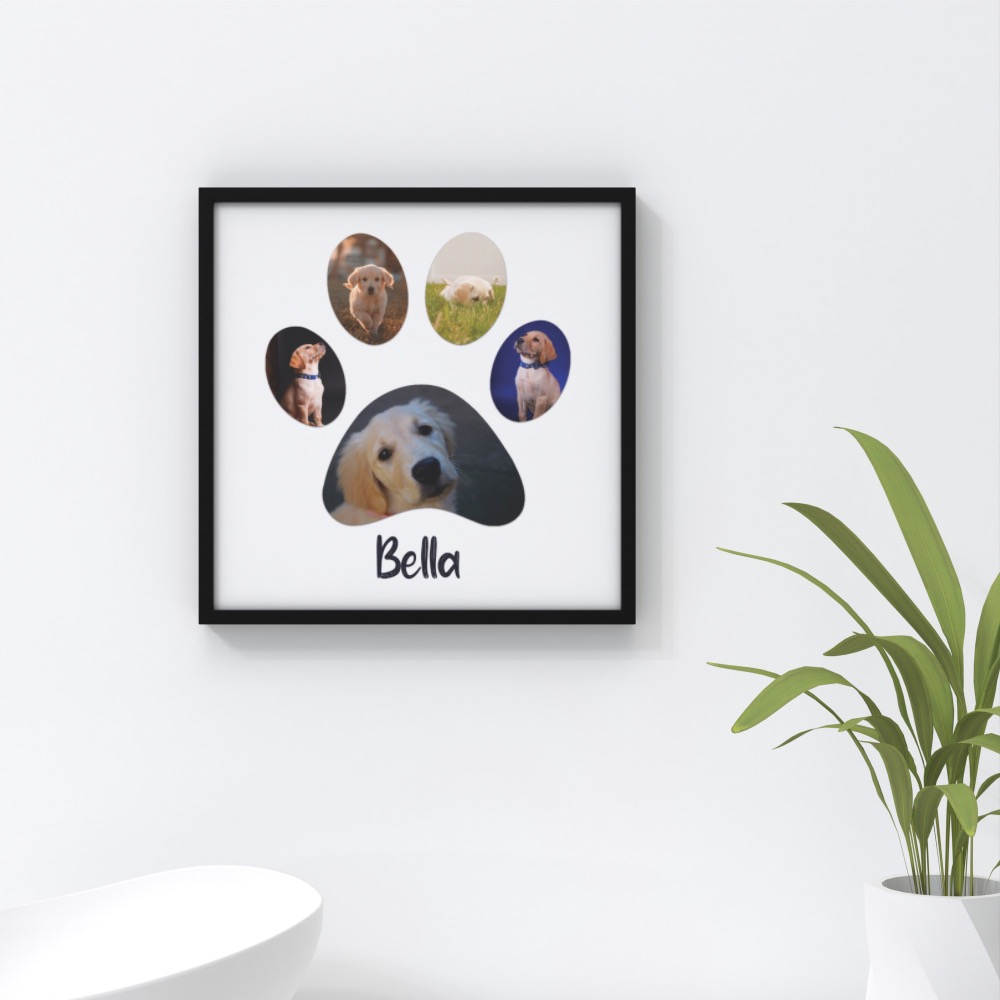Personalised Framed Photo - 5 Photos in Paw Print with Name 3 Personalised Framed Photo - 5 Photos in Paw Print with Name