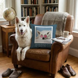Personalised Pet Photo Cushion - Reserved for Me and My Dad
