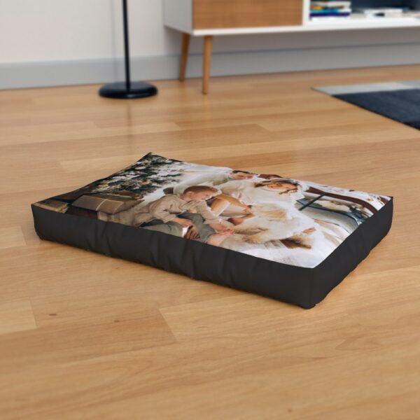 Cosy Personalised Dog Bed with Photo | Black Border