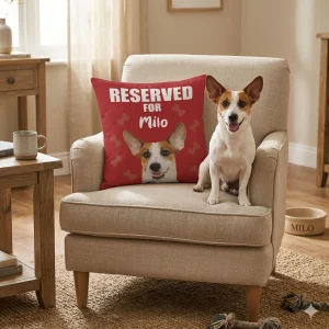Personalised Reserved for The Dog Cushion